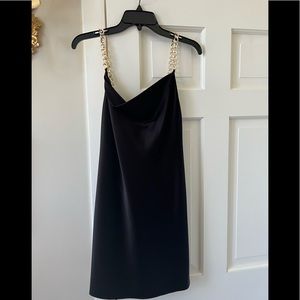 Brand new with tags Alice & Olivia black slip dress with gold chain ! Fab dress